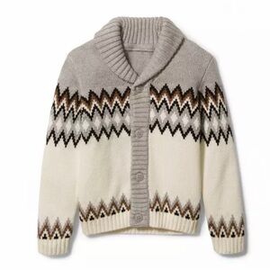 Janie and Jack Fair Isle Gray Knit Cardigan